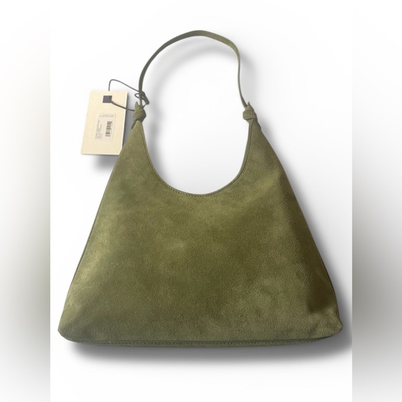 STAUD Winona Avocado Green Suede Shoulder Bag Comes with STAUD Dust Bag - Picture 3 of 7